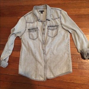Grey acid wash chambray button down